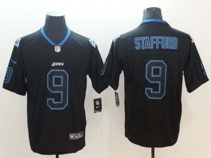 Men Detroit Lions 9 Stafford Nike Lights Out Black Color Rush Limited NFL Jersey